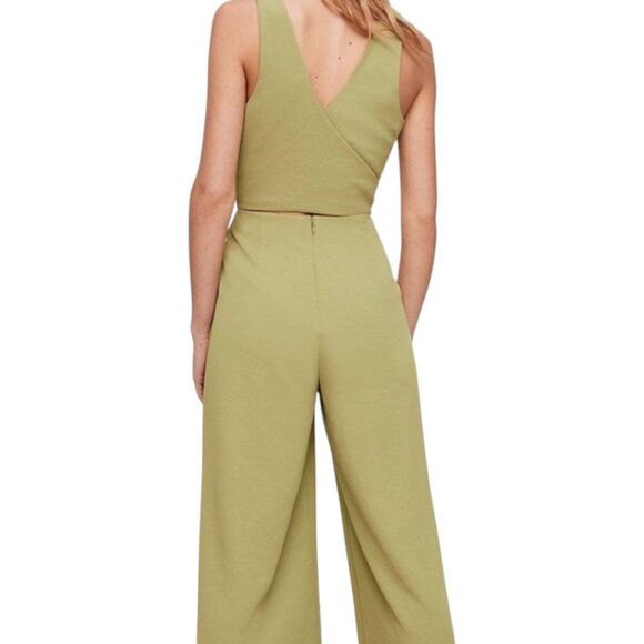 Aritzia Wilfred Ecoulement Jumpsuit Sleeveless Open Back Waist Tie Green size 4 - Picture 2 of 9